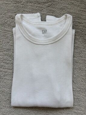 GAP White Waffle Knit Long Sleeve Top